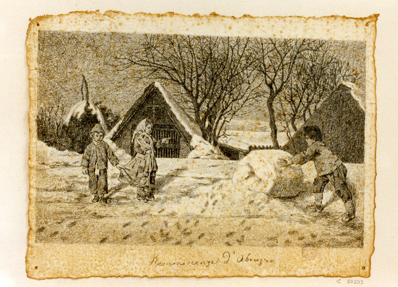 paesaggio (disegno) di Michetti Francesco Paolo (sec. XIX)