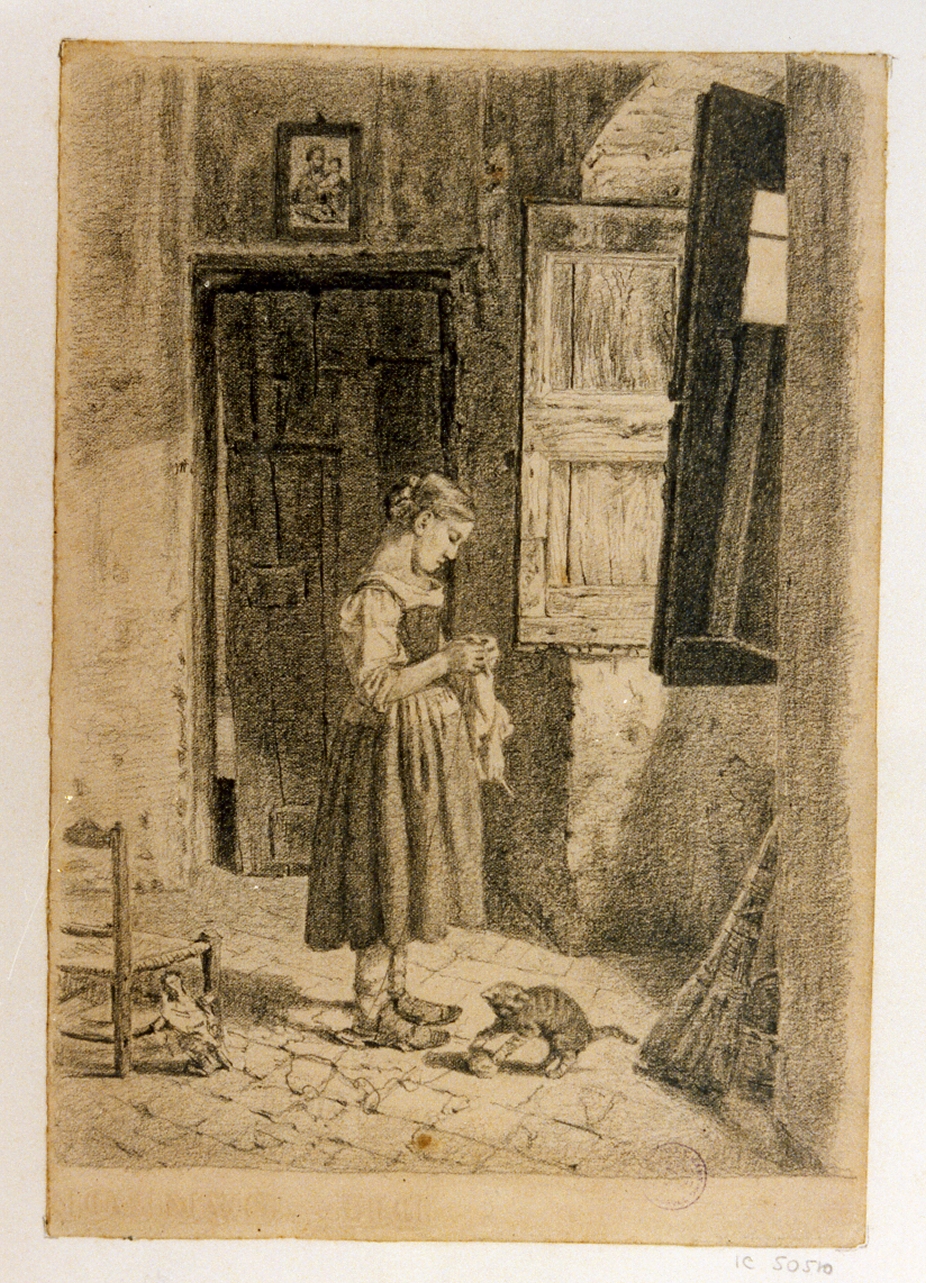 scena familiare (disegno) di Michetti Quintilio (sec. XIX)