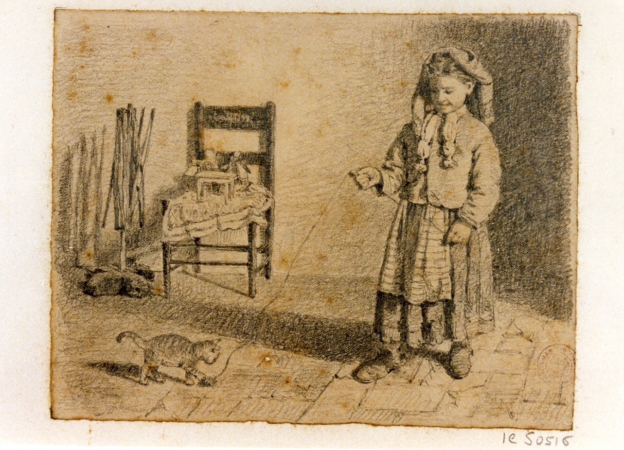 bambina (disegno) di Michetti Francesco Paolo (sec. XIX)
