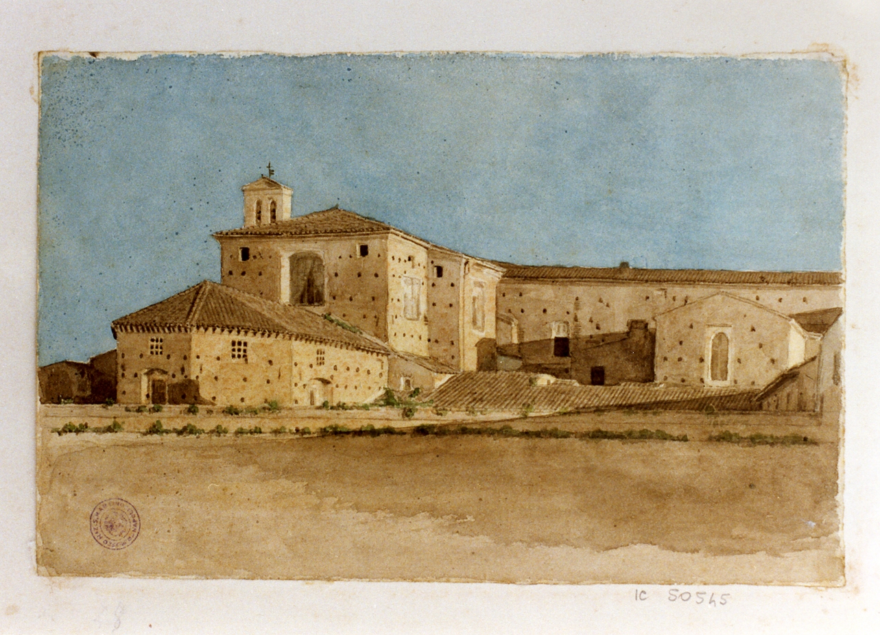paesaggio con architettura (disegno) di Michetti Quintilio (sec. XIX)