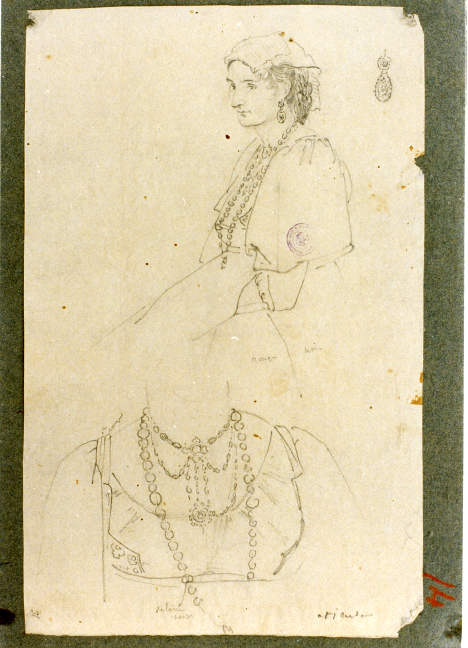 studio di acconciatura e monili femminili (disegno) di Vervloet Frans (secondo quarto sec. XIX)