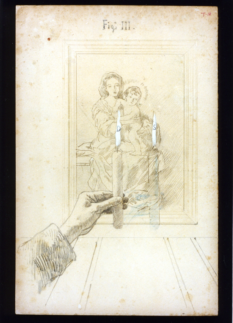 madonna con bambino (disegno) di Vetri Paolo (sec. XX)