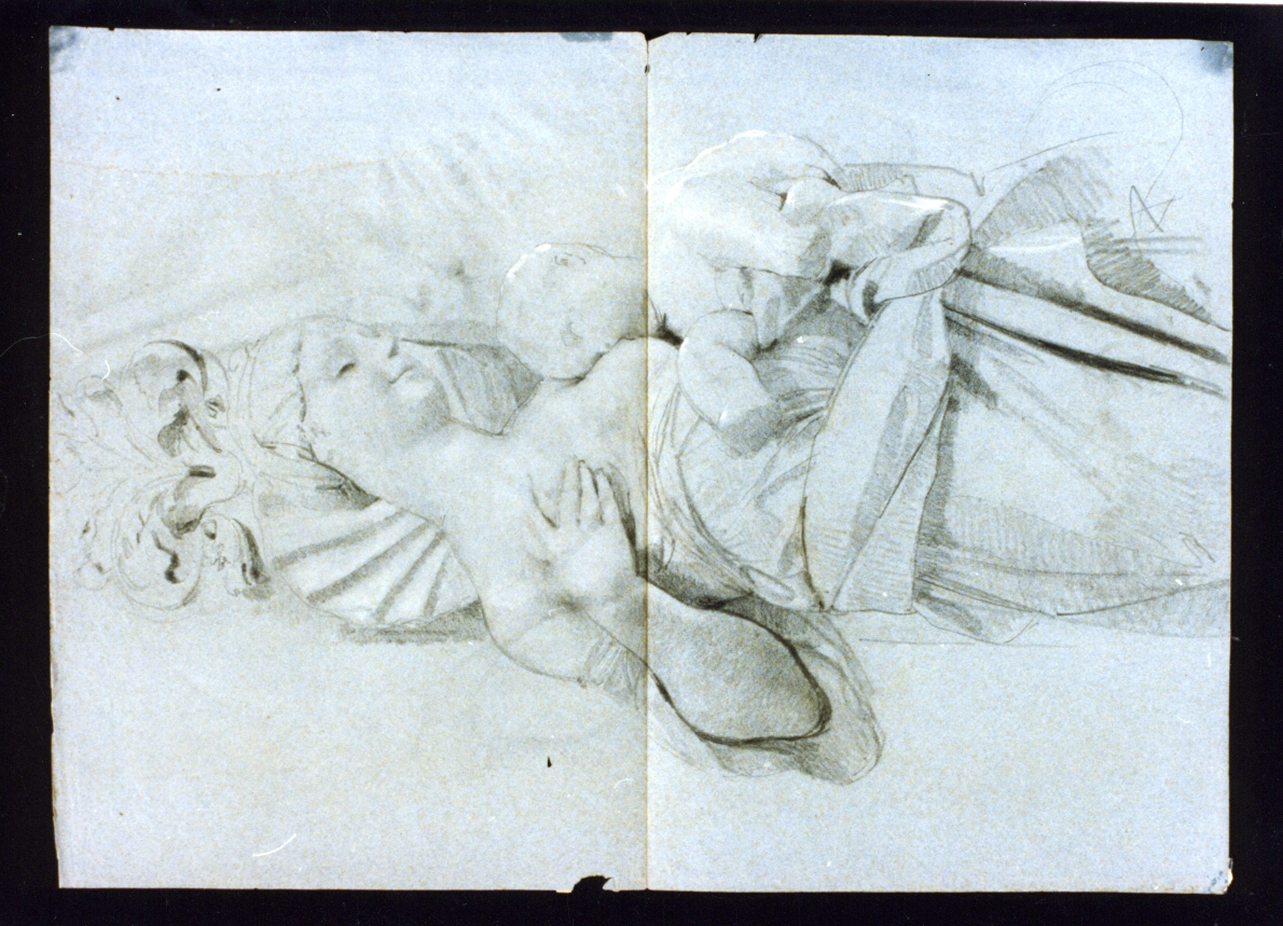 donna con bambino (disegno) di Vetri Paolo (sec. XIX)