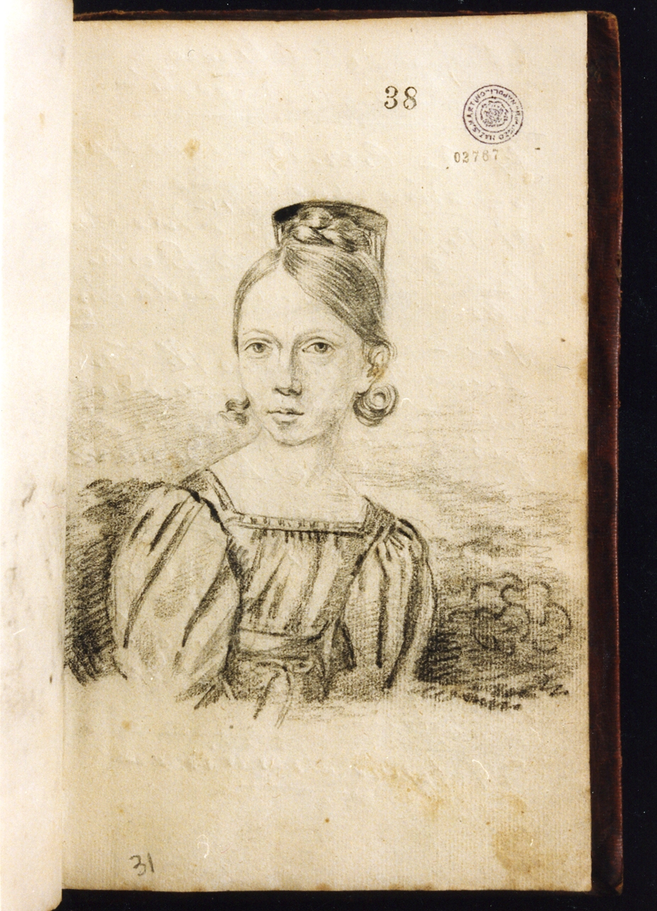 ritratto di donna (disegno) di Cammarano Giuseppe (sec. XVIII)