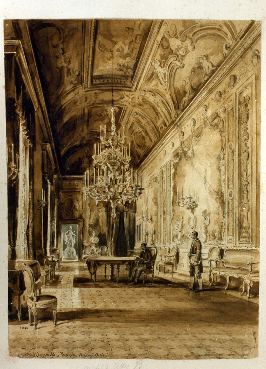 salone del Quirinale a Roma (disegno) di Vianelli Achille (sec. XIX)
