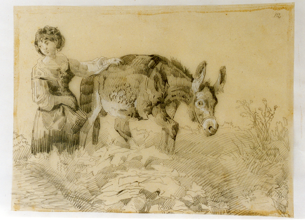 scena campestre (disegno) di Carelli Consalvo (sec. XIX)