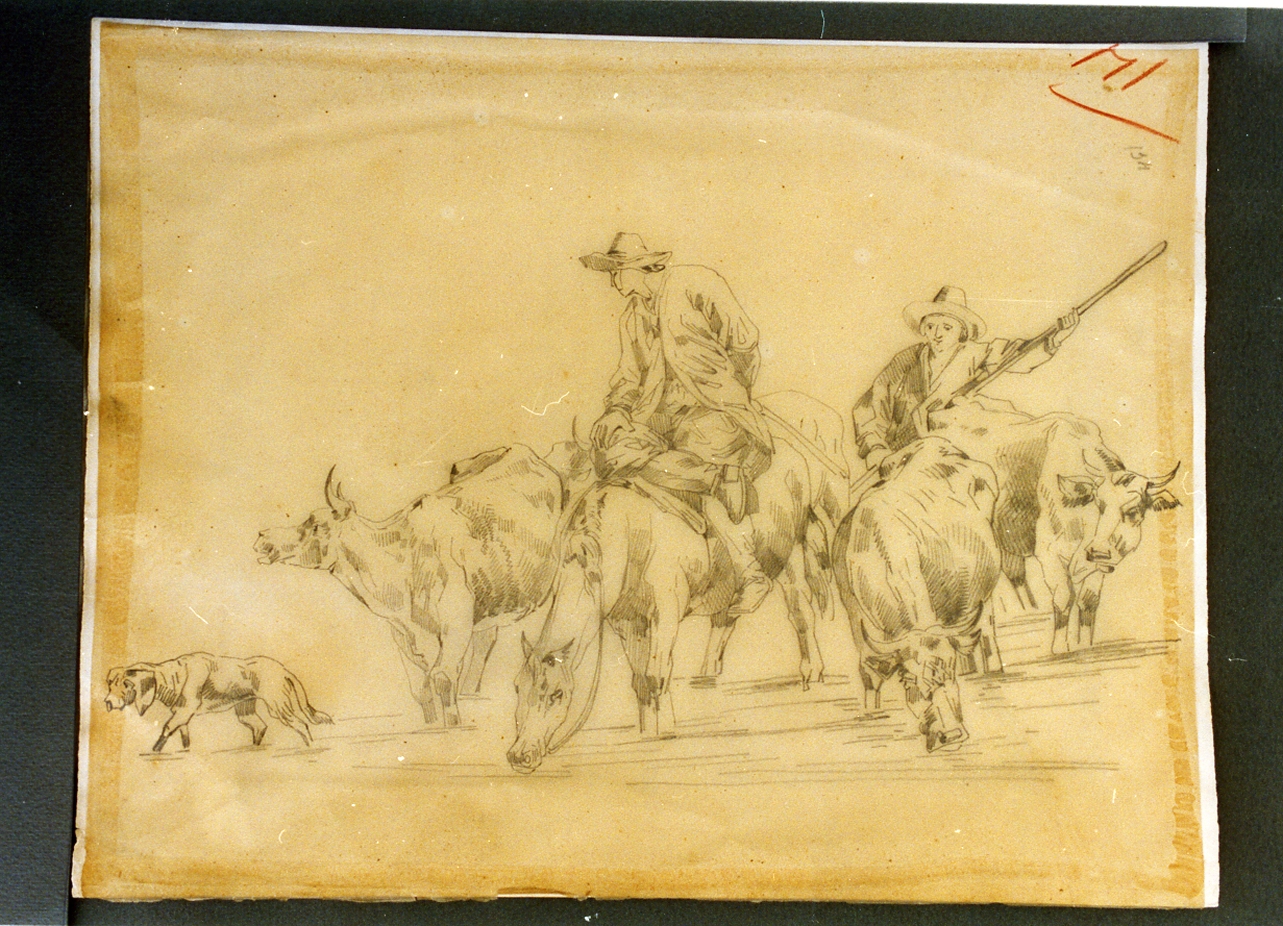 scena campestre (disegno) di Carelli Consalvo (sec. XIX)