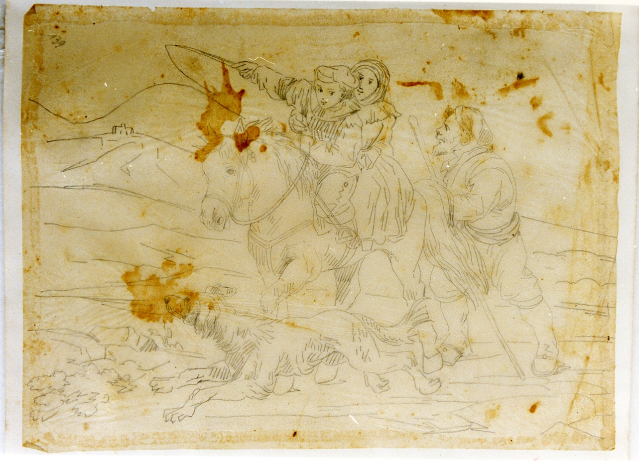 scena campestre (disegno) di Carelli Consalvo (sec. XIX)