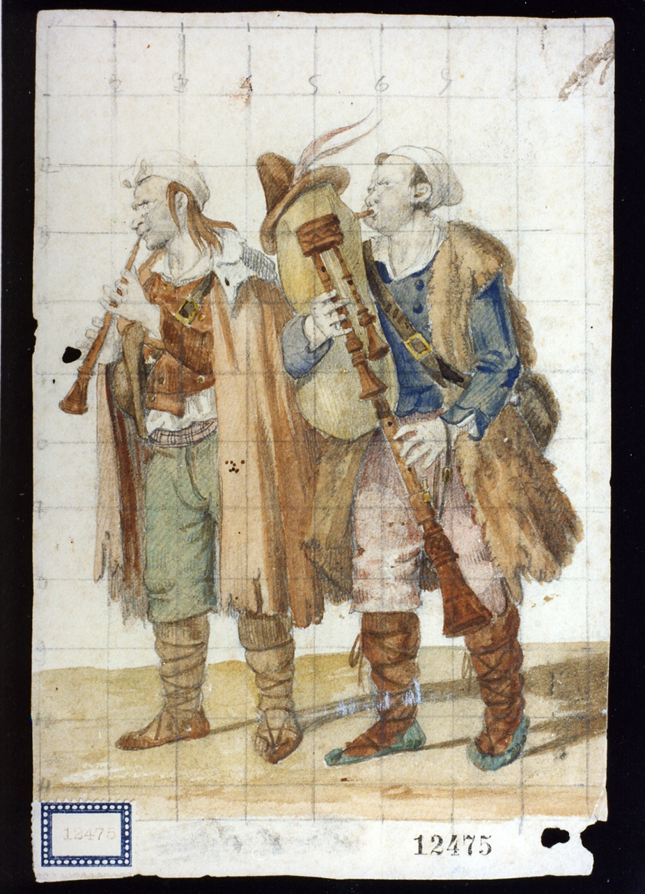 figure di zampognari (disegno) di Gigante Giacinto (sec. XIX)