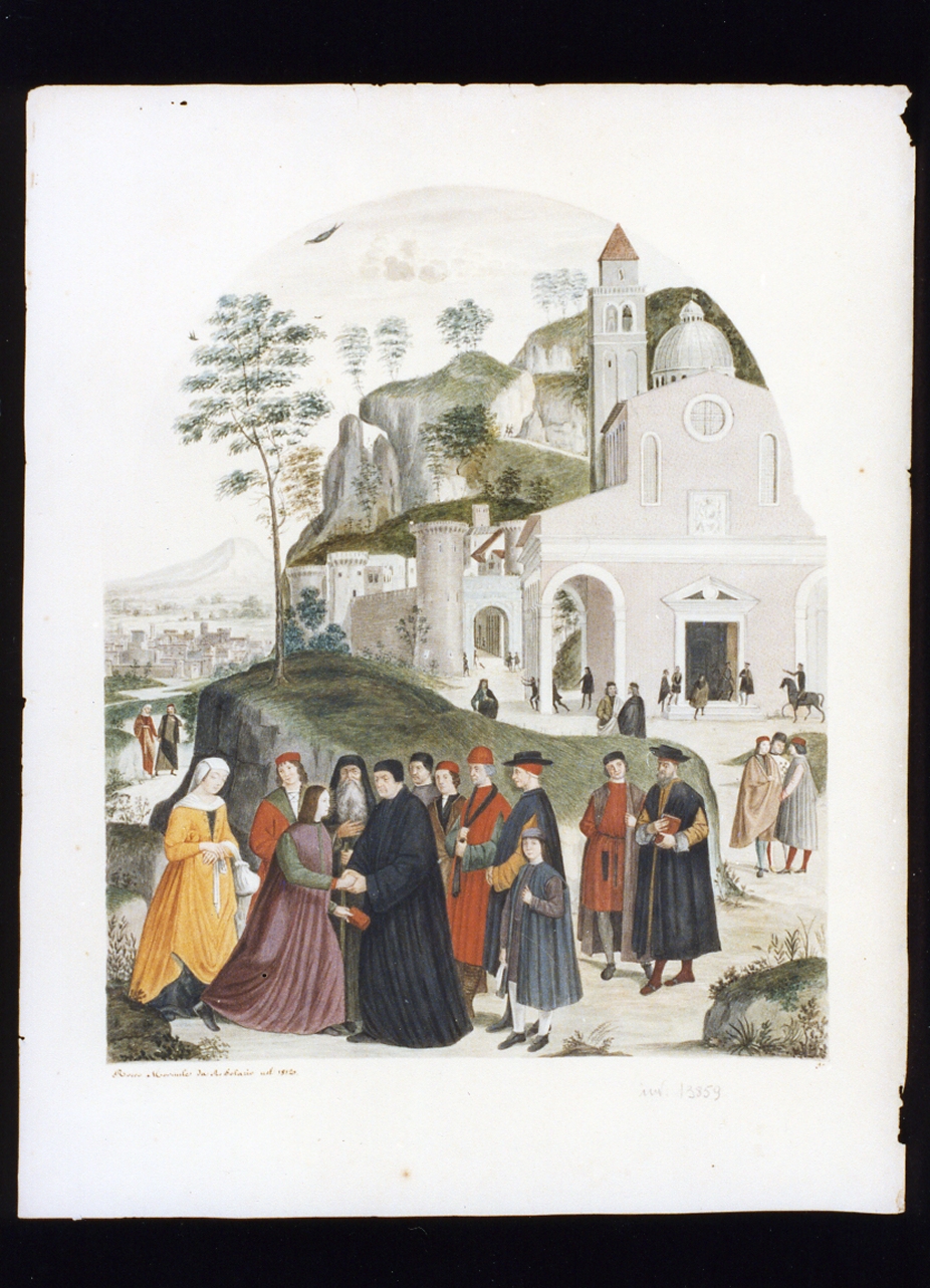 San Benedetto arriva con la nutrice ad Effide (disegno) - ambito Italia meridionale (sec. XIX)