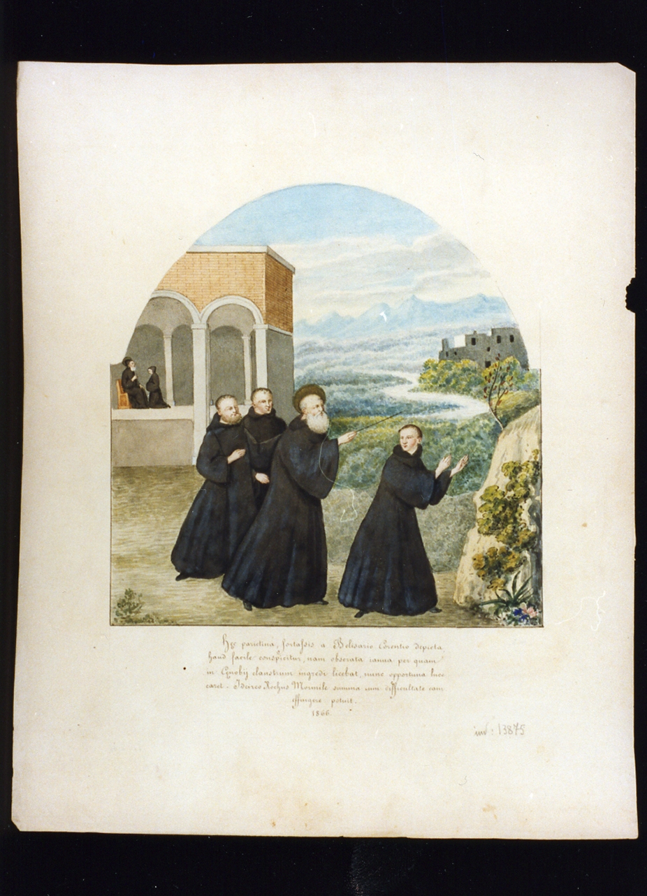 San Benedetto libera un novizio dal demonio (disegno) - ambito italiano (sec. XIX)