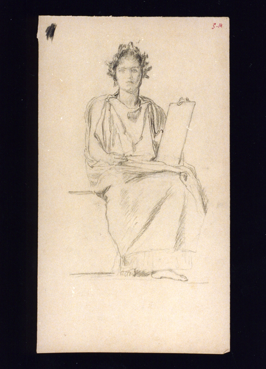 studio di figura maschile classica seduta (disegno) di Vetri Paolo (fine/inizio secc. XIX/ XX)