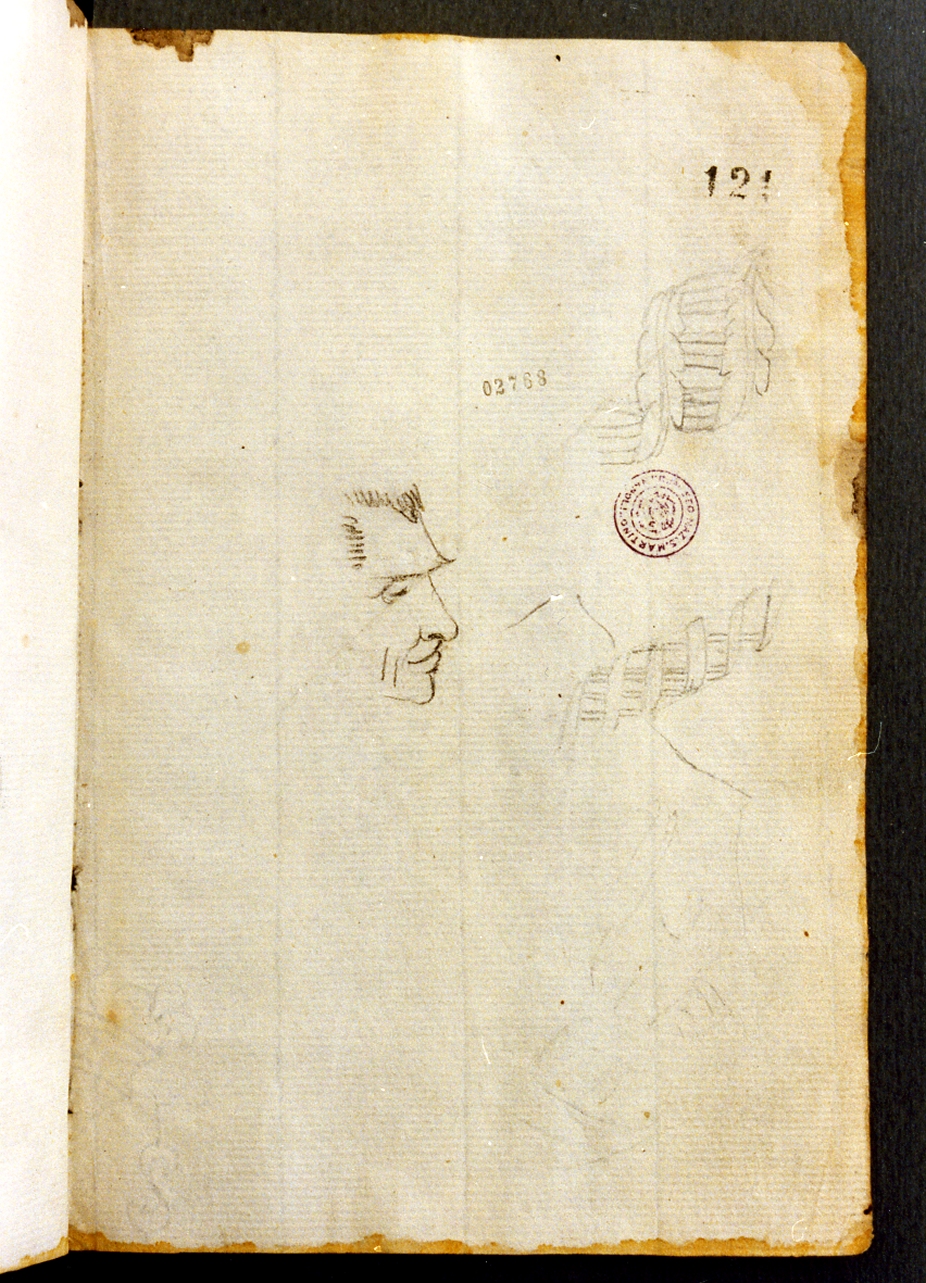 studio di testa maschile (disegno) di Cammarano Giuseppe (secc. XVIII/ XIX)