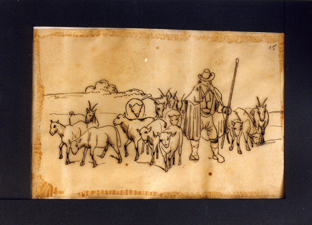 scena campestre (disegno) di Carelli Consalvo (sec. XIX)