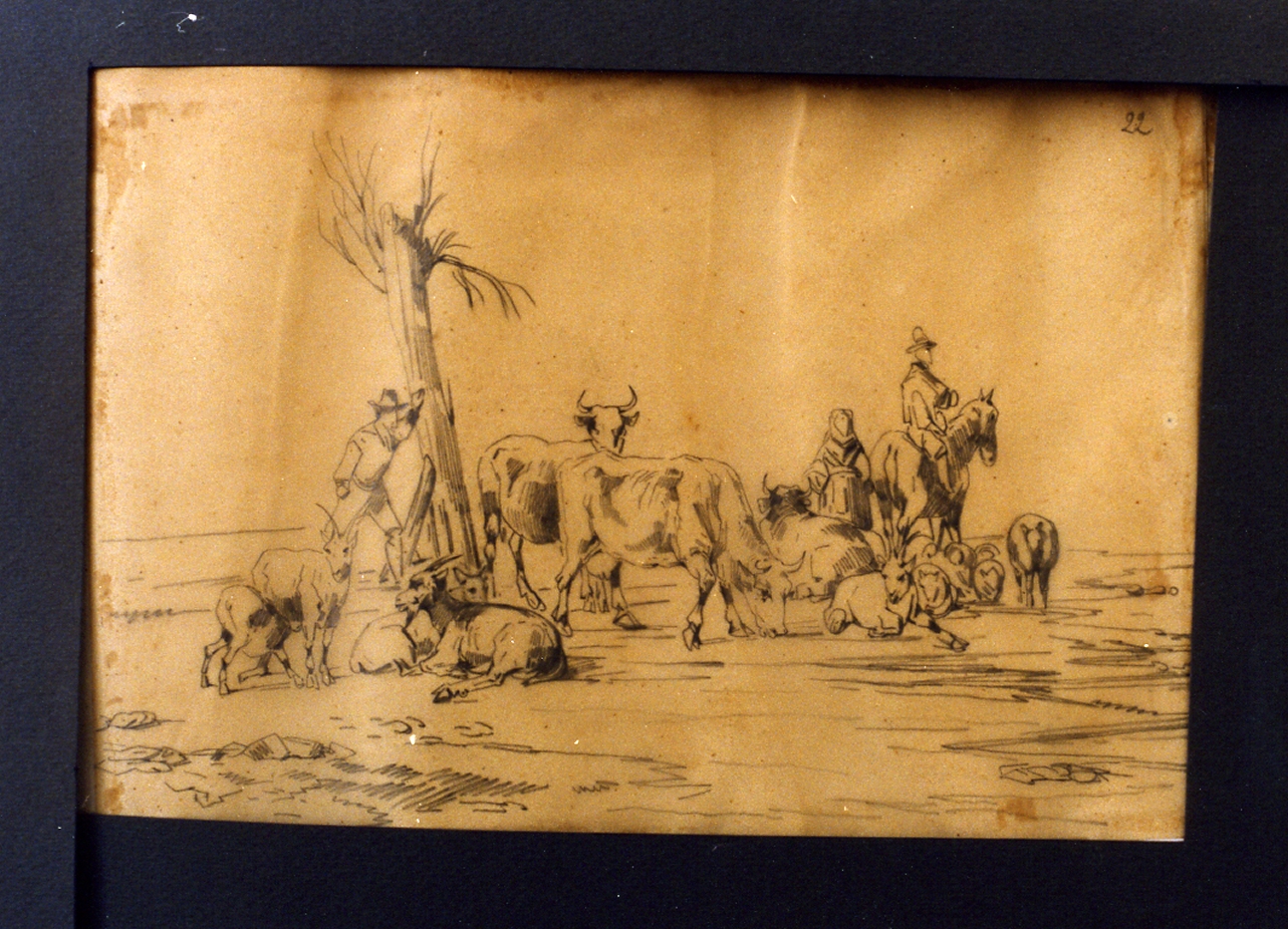 scena campestre (disegno) di Carelli Consalvo (sec. XIX)