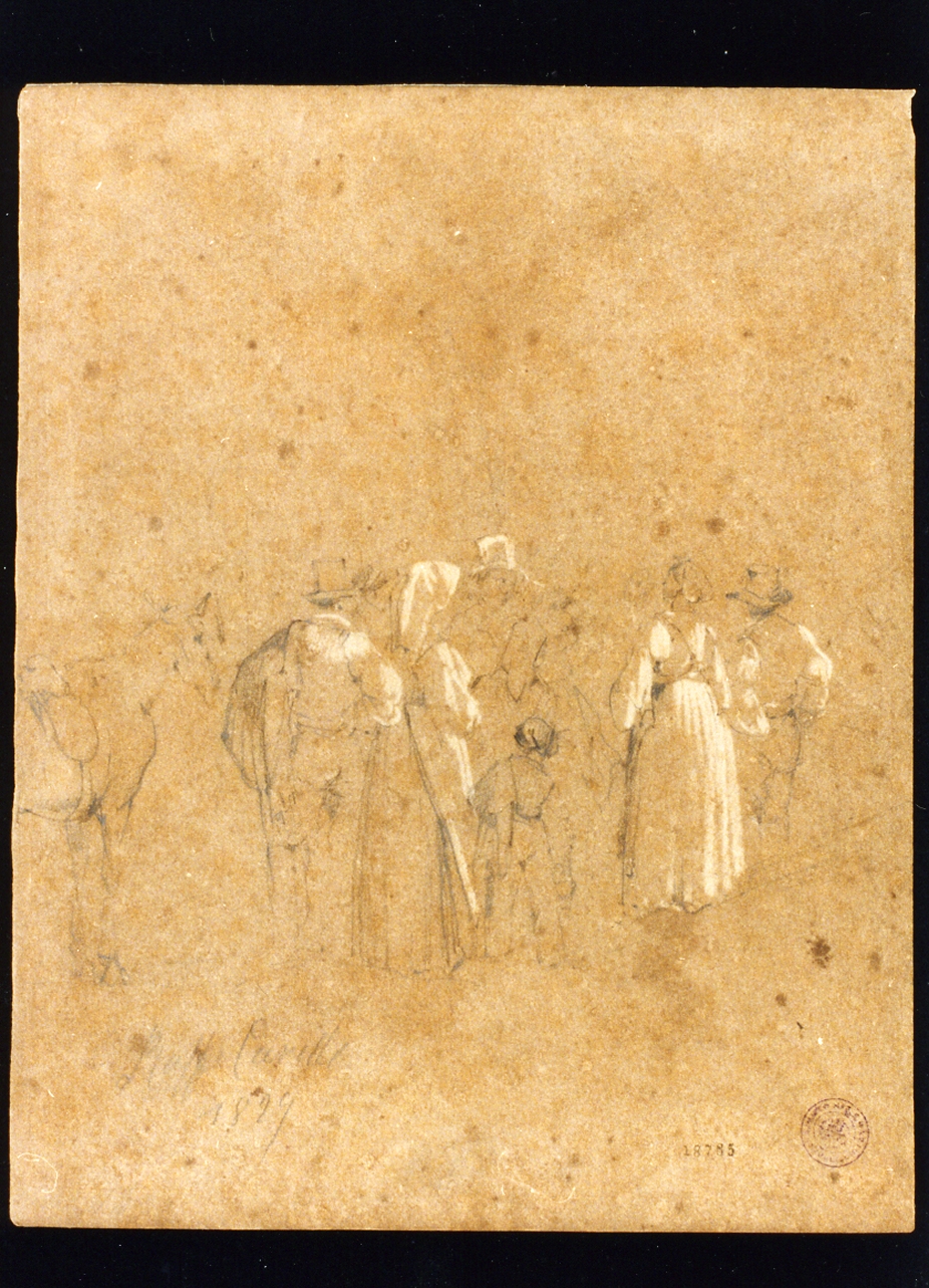 scena campestre (disegno) di Carelli Raffaele (sec. XIX)