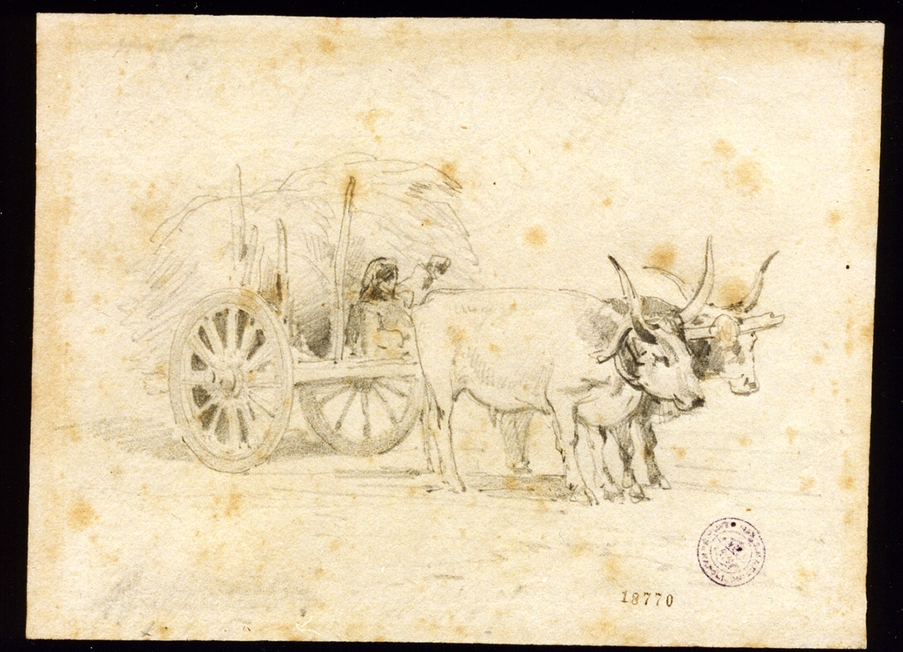 scena campestre (disegno) di Carelli Raffaele (sec. XIX)