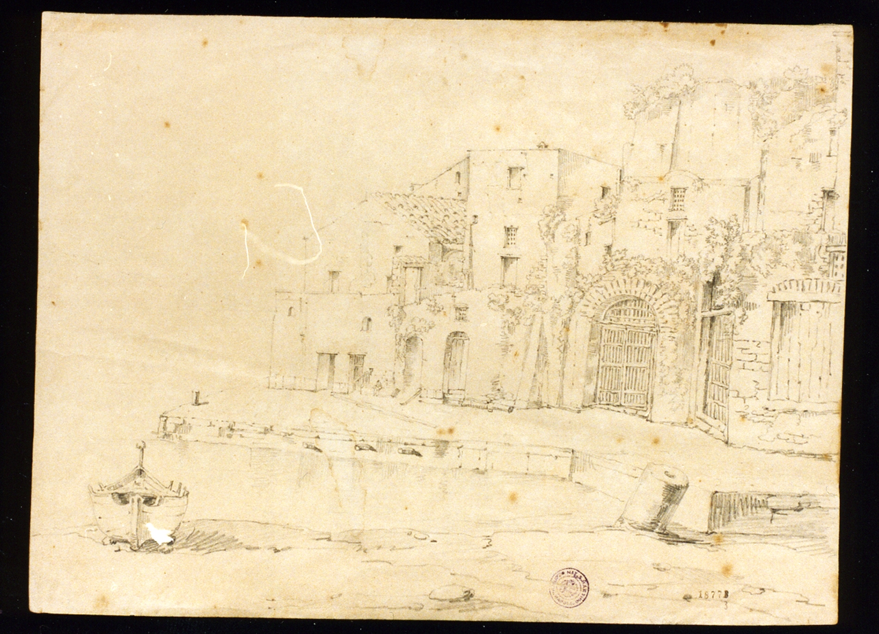 veduta di città (disegno) di Carelli Raffaele (sec. XIX)