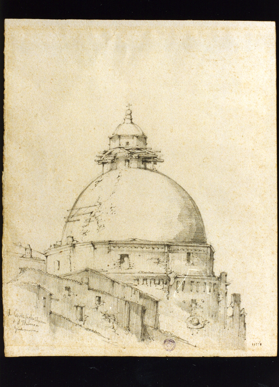paesaggio con architettura (disegno) di Carelli Raffaele (ultimo quarto sec. XIX)