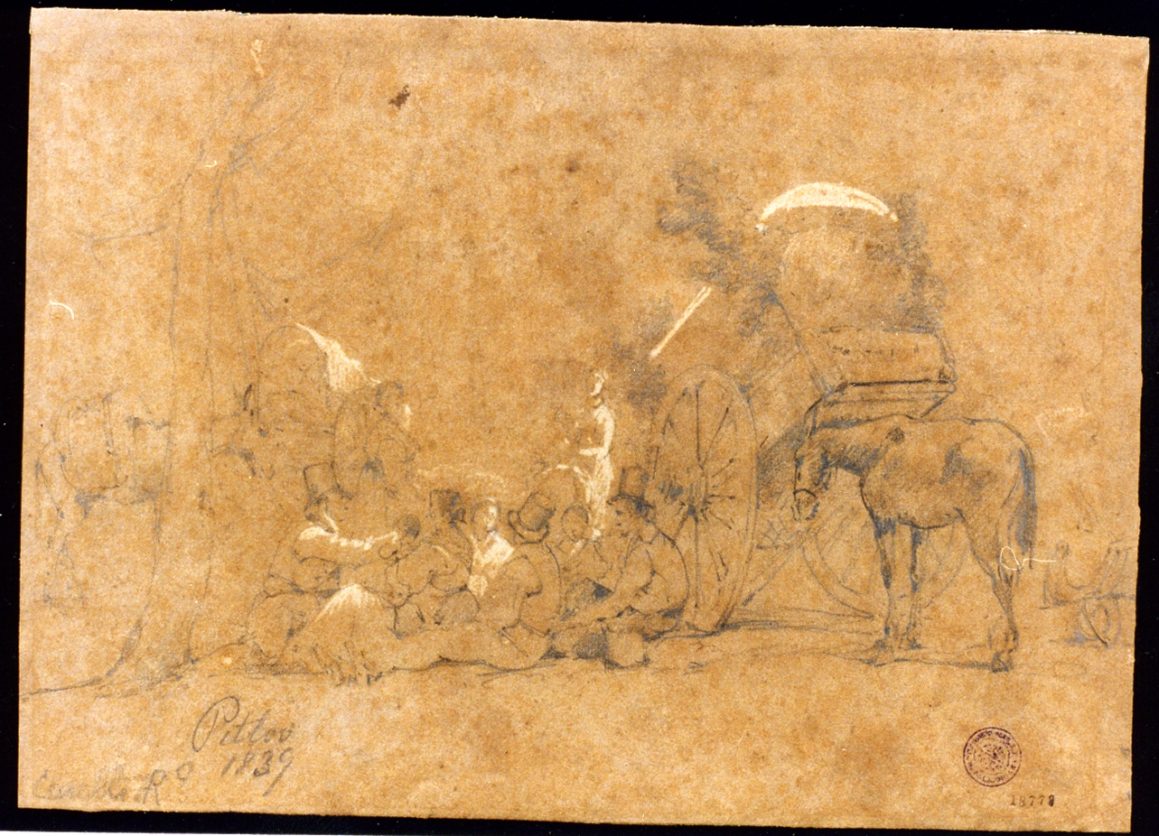 scena campestre (disegno) di Carelli Raffaele (sec. XIX)