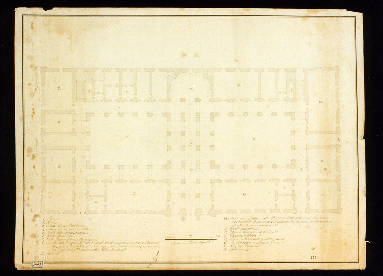 planimetria dell'edificio dei Regi Studi (disegno) - ambito napoletano (sec. XVIII)