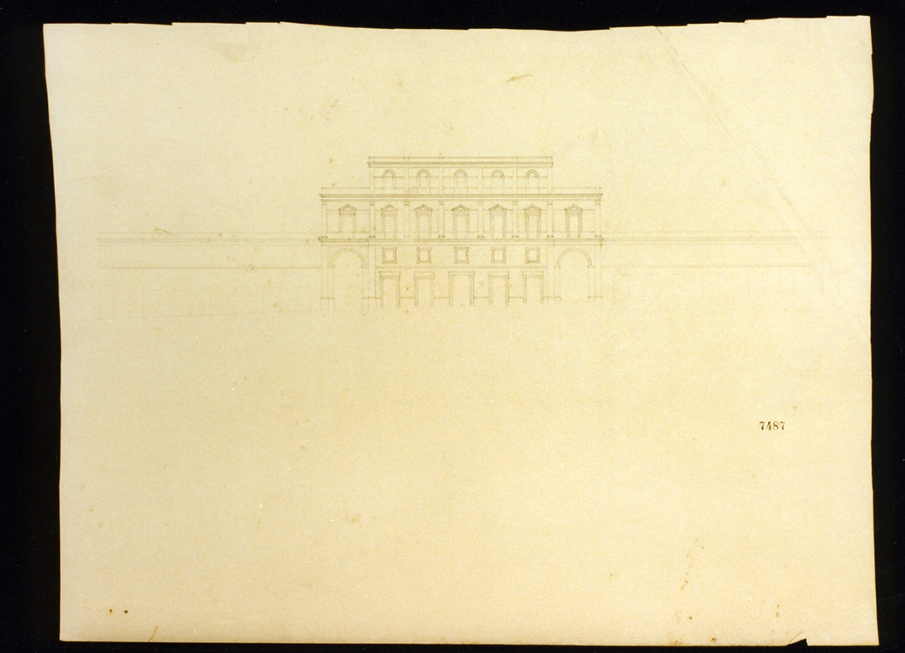 prospetto di edificio (disegno) di Niccolini Antonio (prima metà sec. XIX)