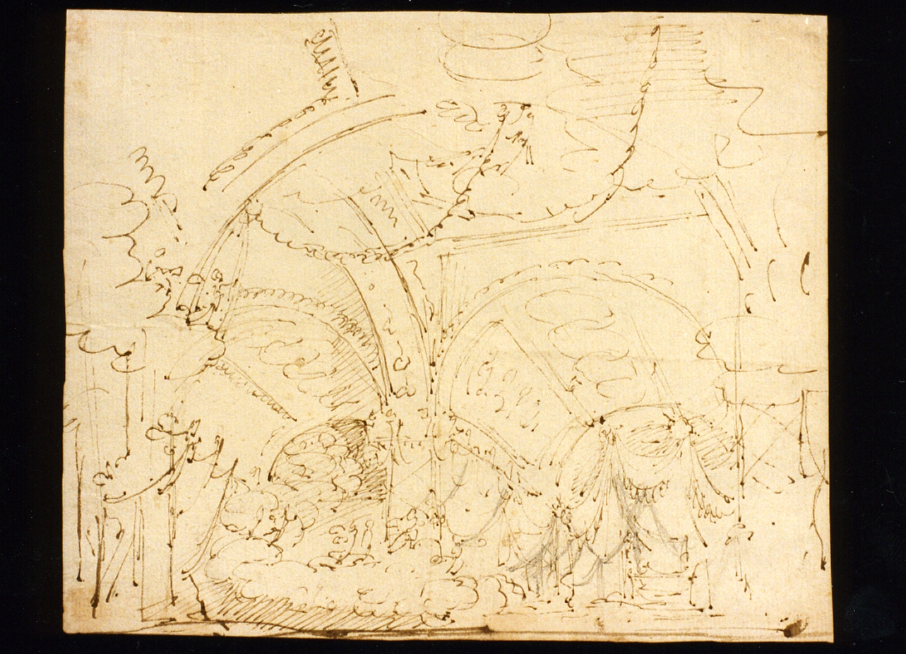 interno di edificio (disegno) di Niccolini Antonio (scuola) (sec. XIX)