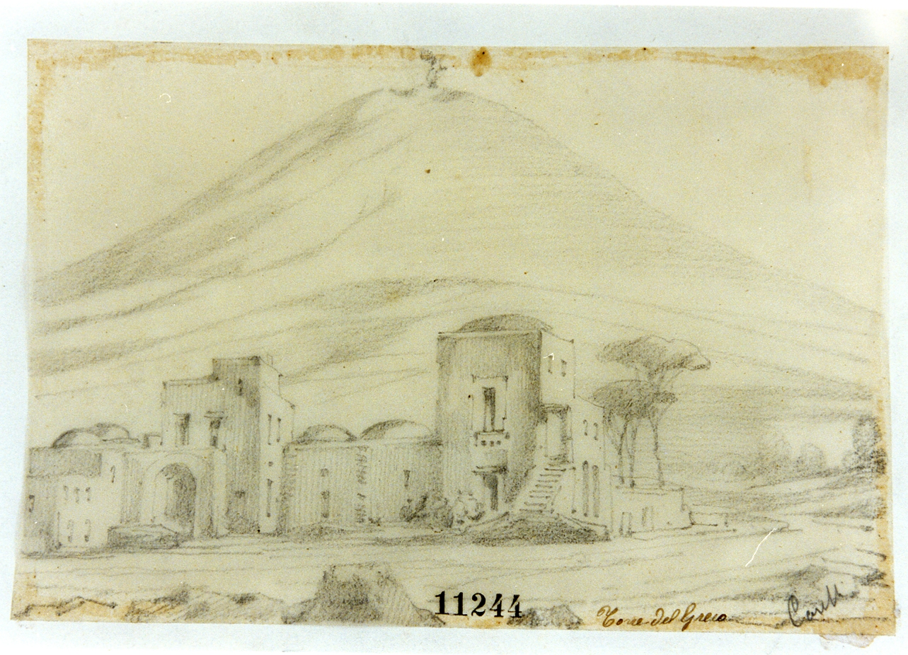 veduta di città (disegno) di Carelli Consalvo (seconda metà sec. XIX)