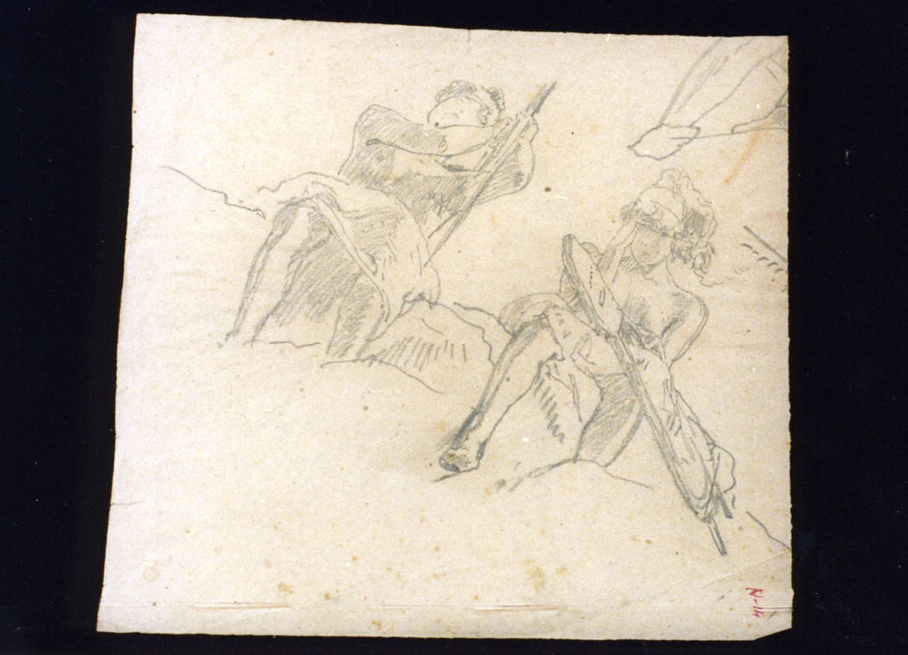 studio di figure allegoriche con strumenti musicali per affresco (disegno) di Vetri Paolo (secc. XIX/ XX)