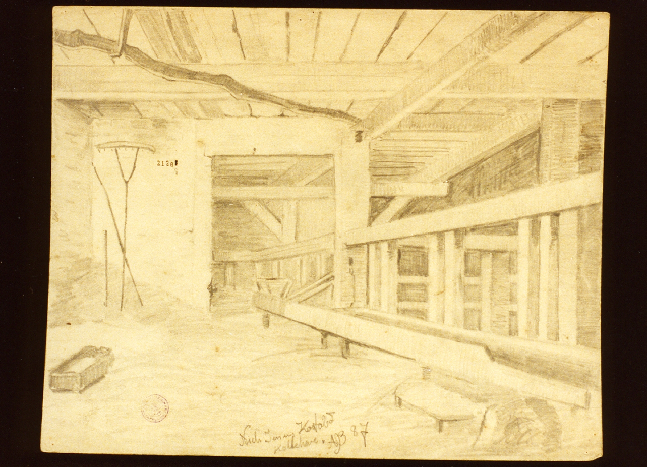 veduta di una stalla a Kallehave (disegno) di Boesen Arthur (sec. XIX)