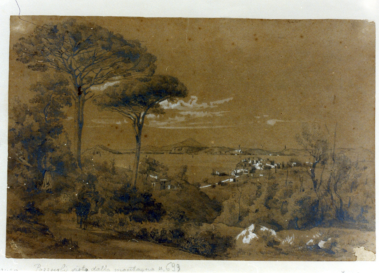 veduta di Pozzuoli dalla Solfatara (disegno) di Lanza Giovanni Giordano (seconda metà sec. XIX)