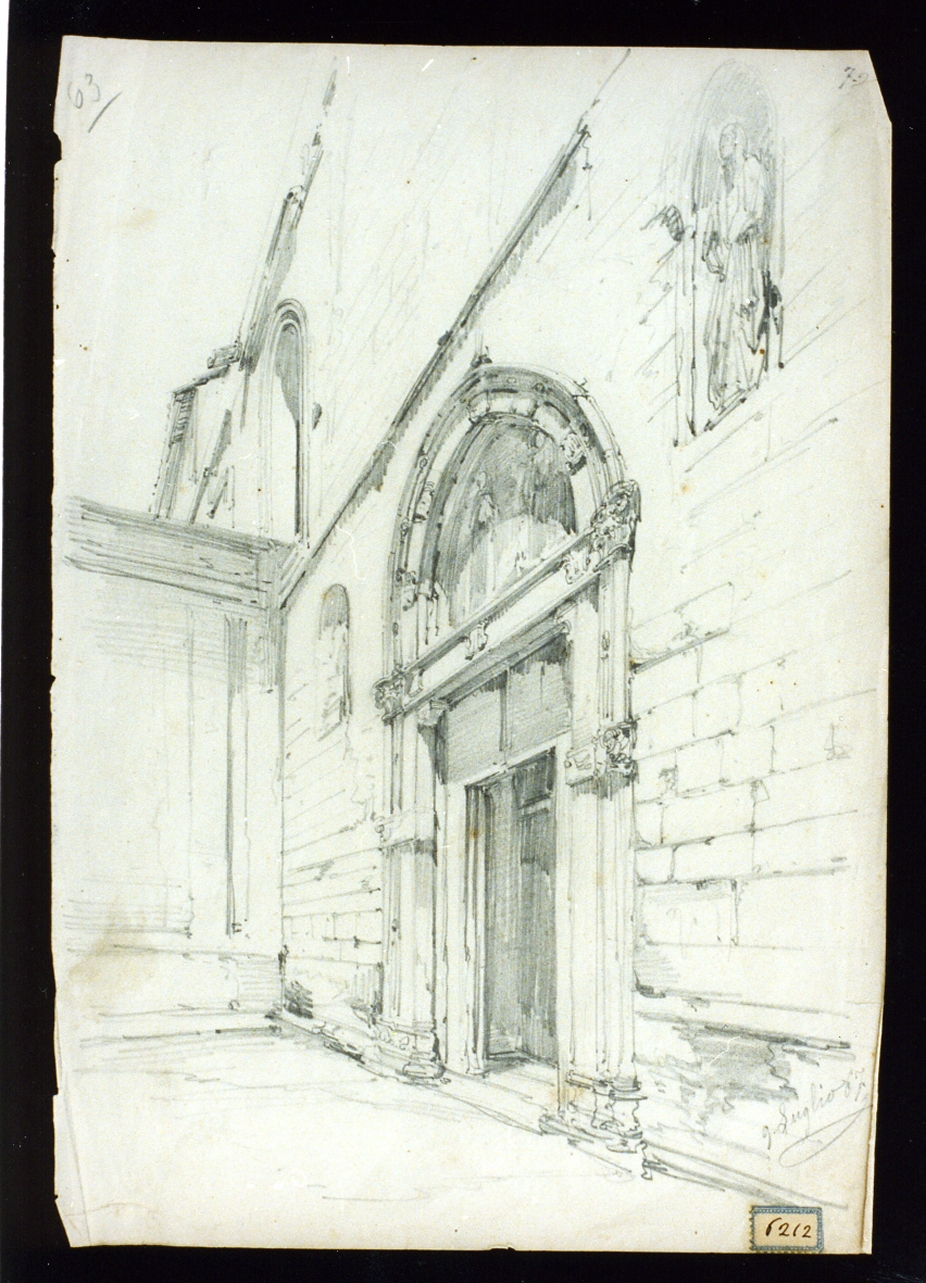 veduta di chiesa (disegno) di Lanza Giovanni Giordano (sec. XIX)