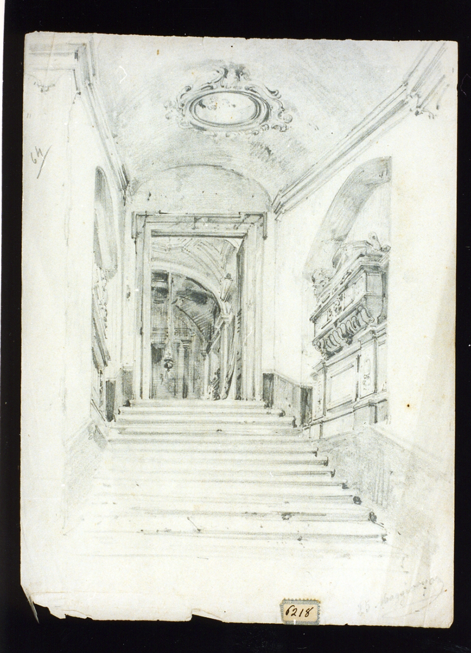 veduta di chiesa (disegno) di Lanza Giovanni Giordano (sec. XIX)