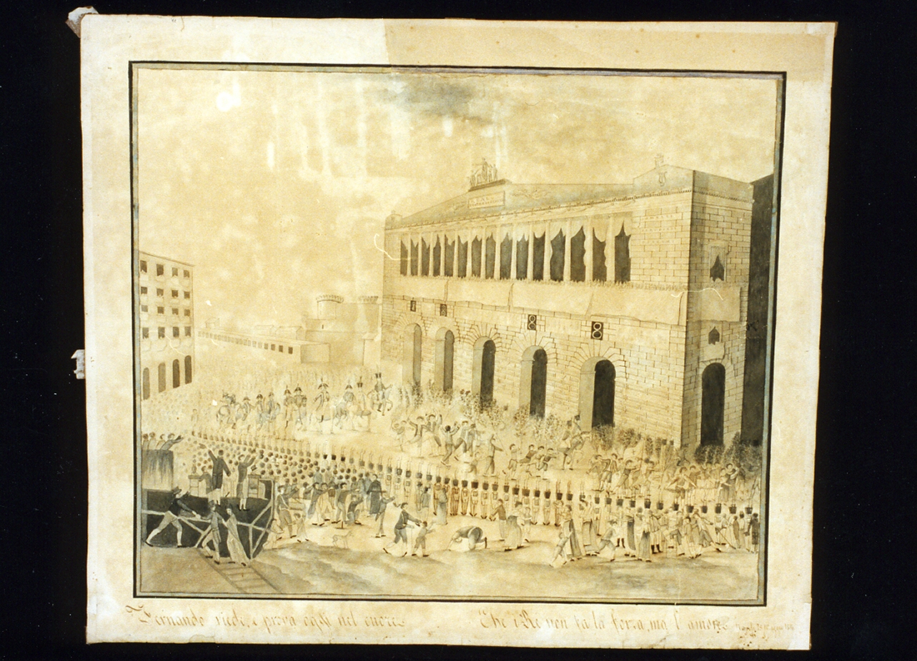 veduta di città (disegno) - ambito napoletano (sec. XIX)