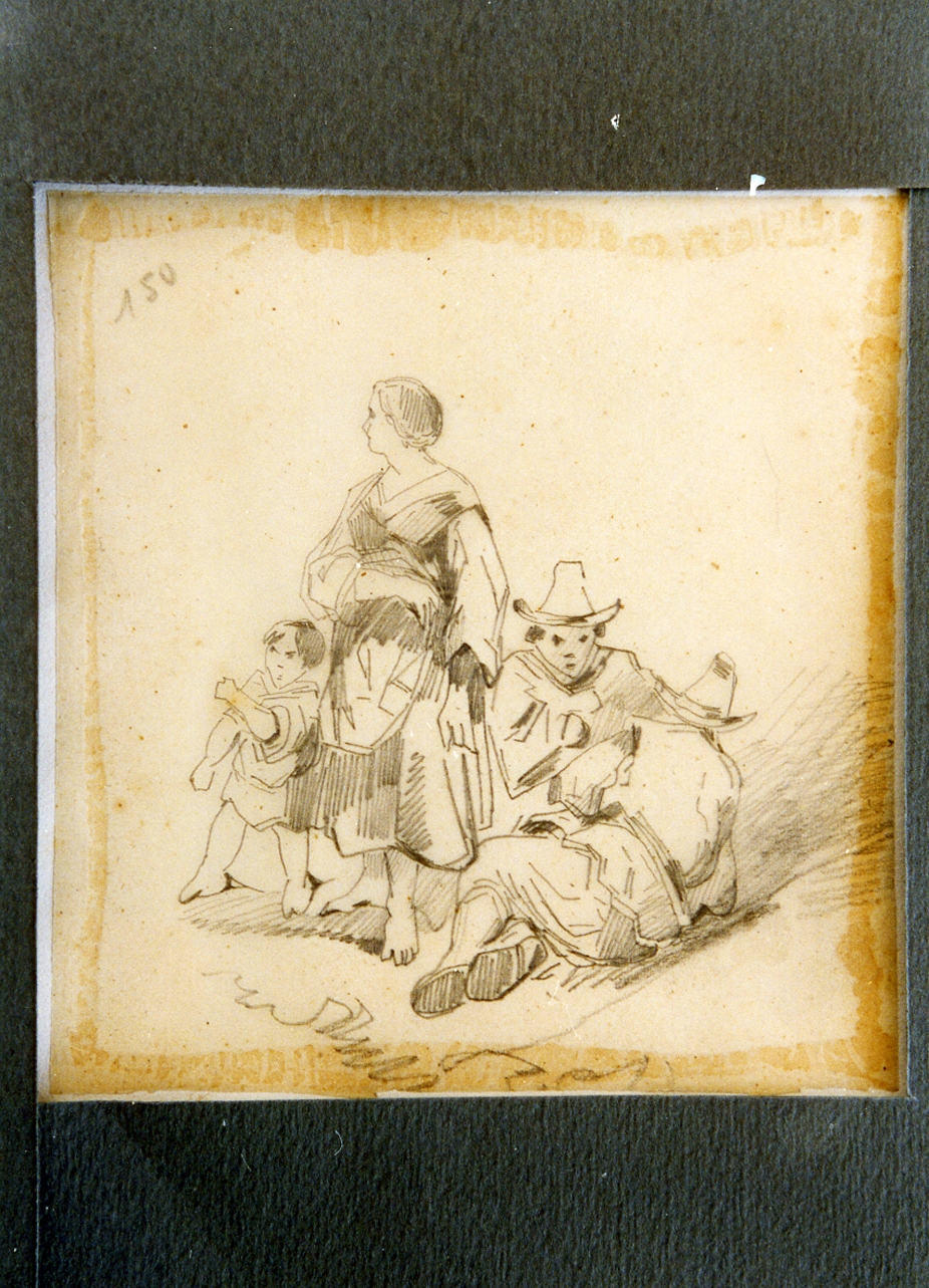 studio di famiglia di pastori (disegno) di Carelli Consalvo (sec. XIX)