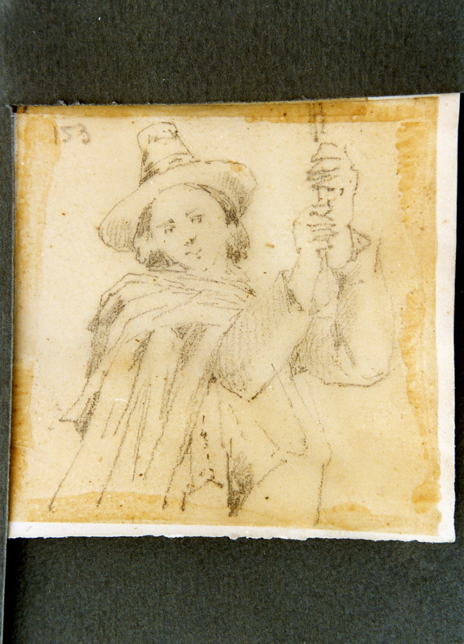 studio di mezzo busto di pastore (disegno) di Carelli Consalvo (sec. XIX)