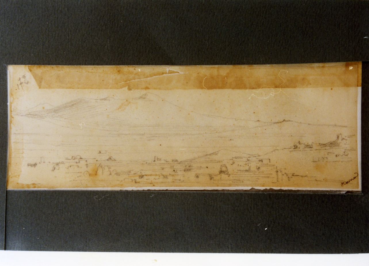 studio di veduta dell'agro romano (disegno) di Carelli Consalvo (sec. XIX)