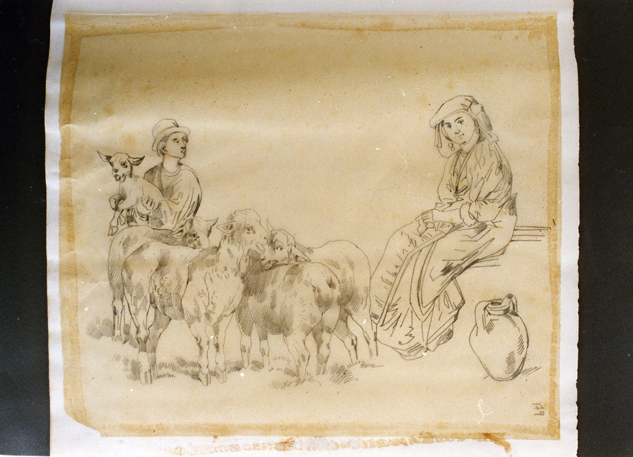 scena campestre (disegno) di Carelli Consalvo (sec. XIX)