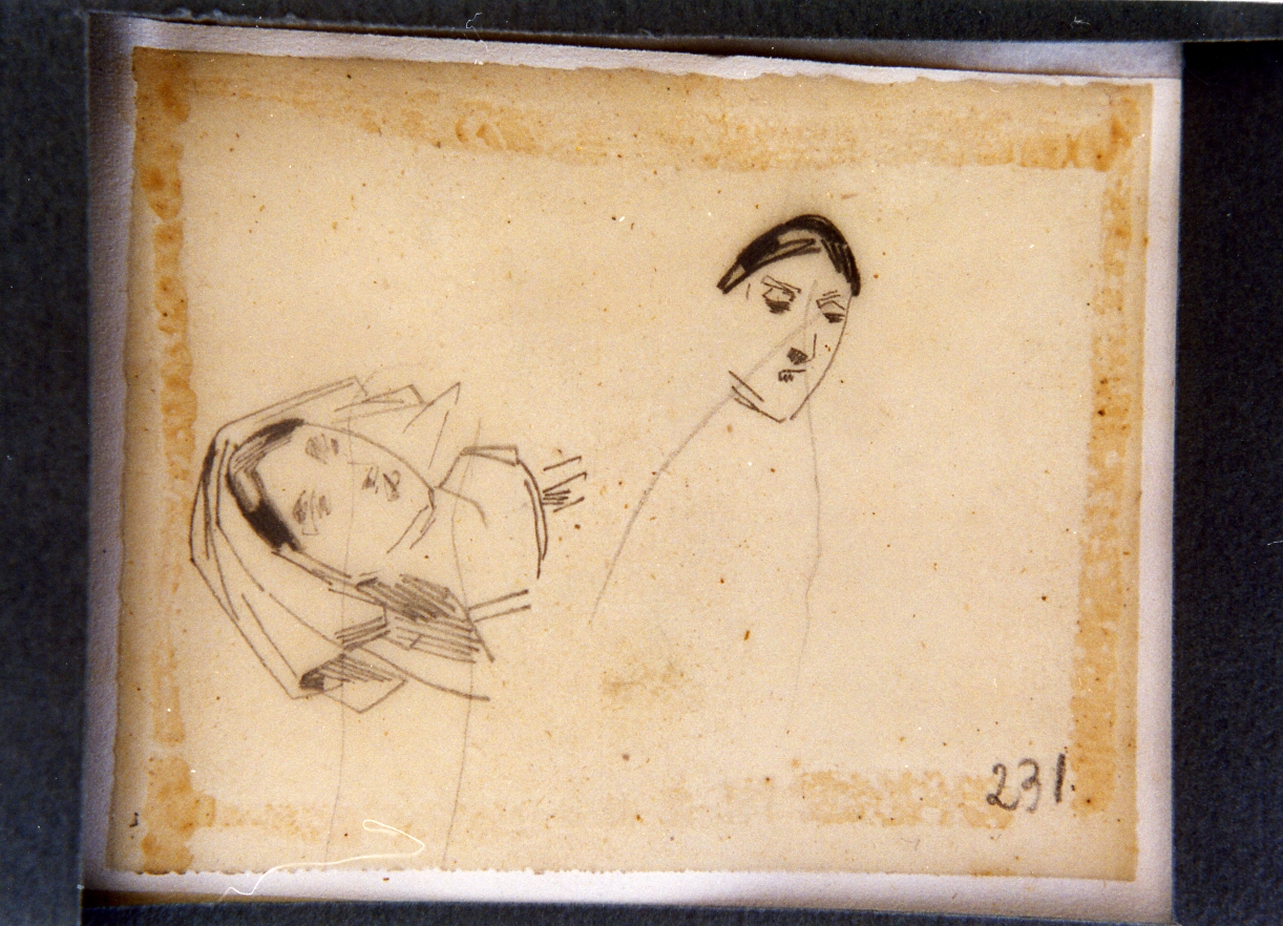 studio di teste di contadine (disegno) di Carelli Consalvo (sec. XIX)