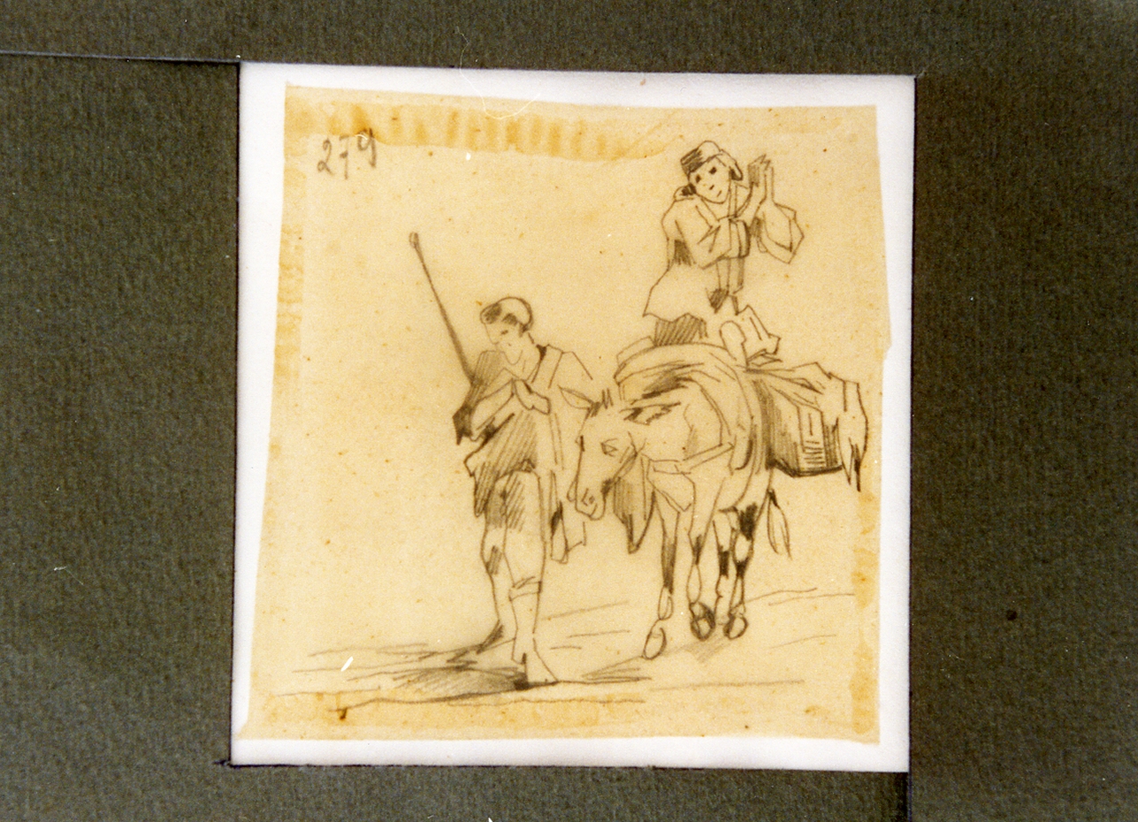 studio di pastorelli con asino (disegno) di Carelli Consalvo (sec. XIX)