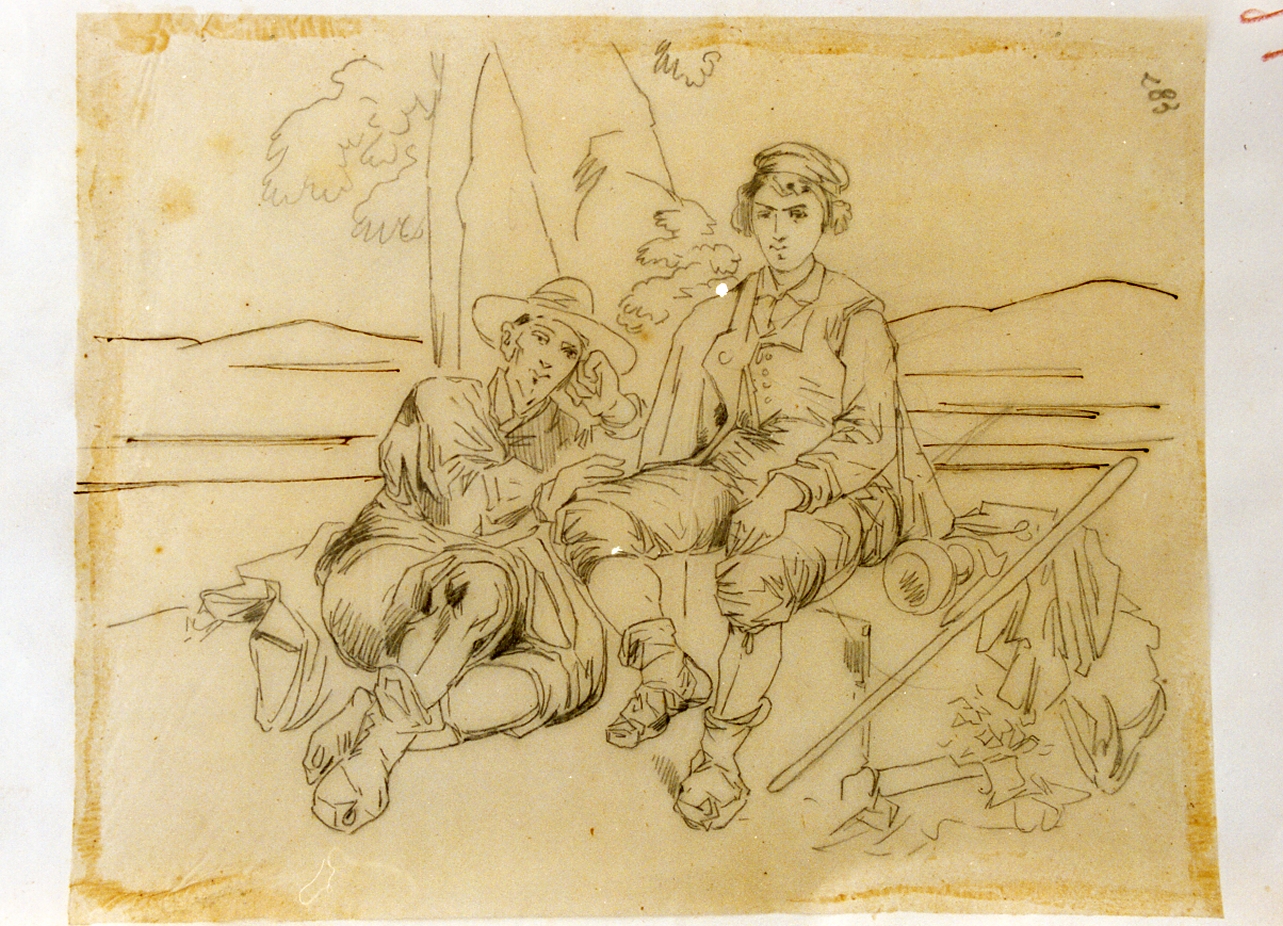 studio di pastori (disegno) di Carelli Consalvo (sec. XIX)