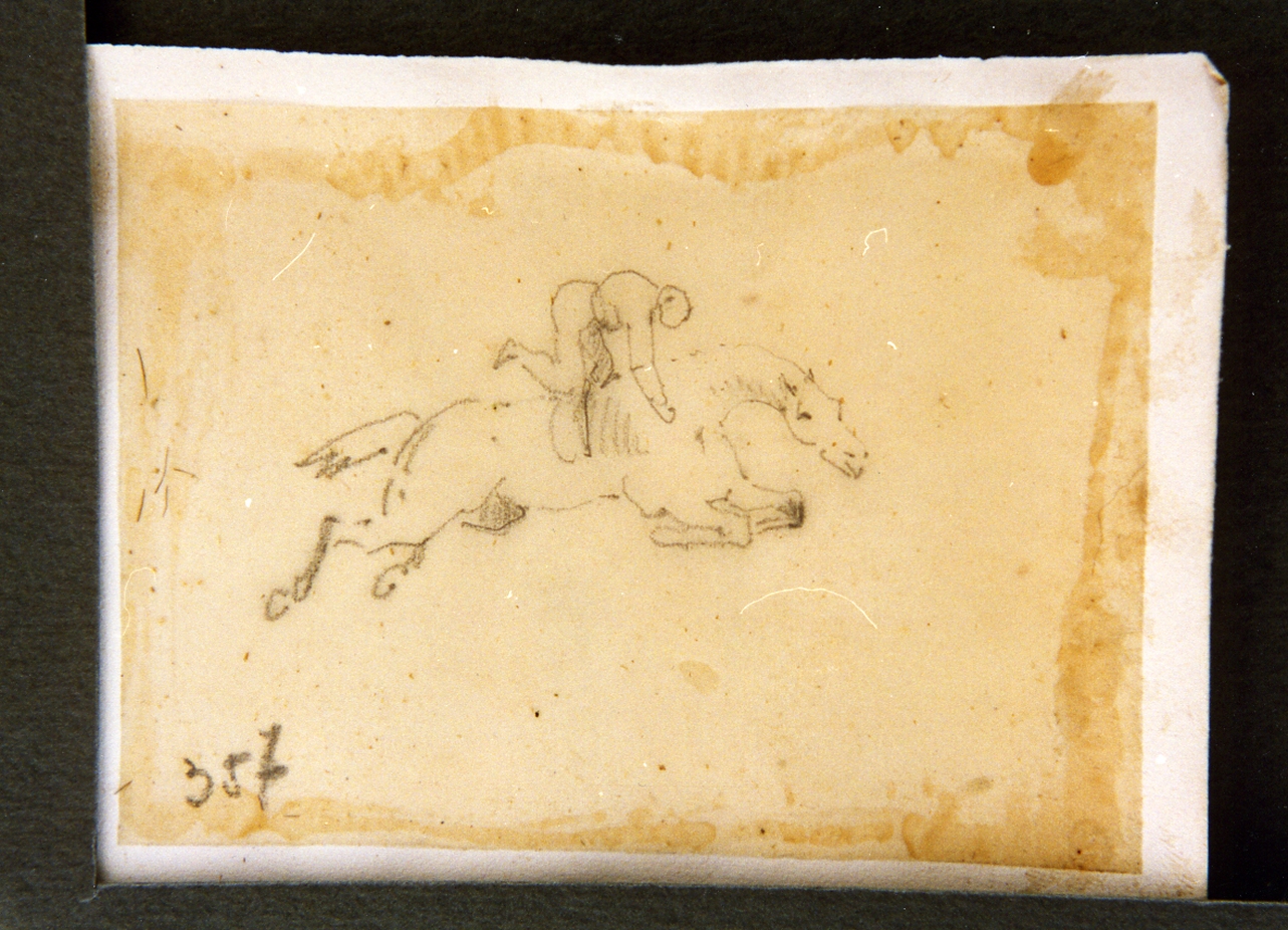 studio di uomo a cavallo (disegno) di Carelli Consalvo (sec. XIX)