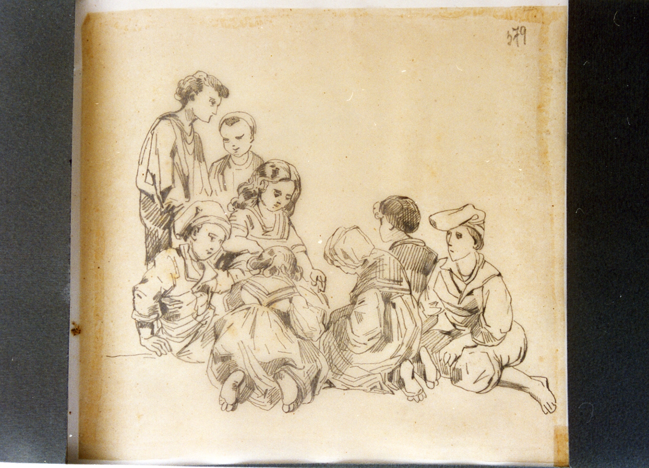 studio di gruppo di pastorelli (disegno) di Carelli Consalvo (sec. XIX)