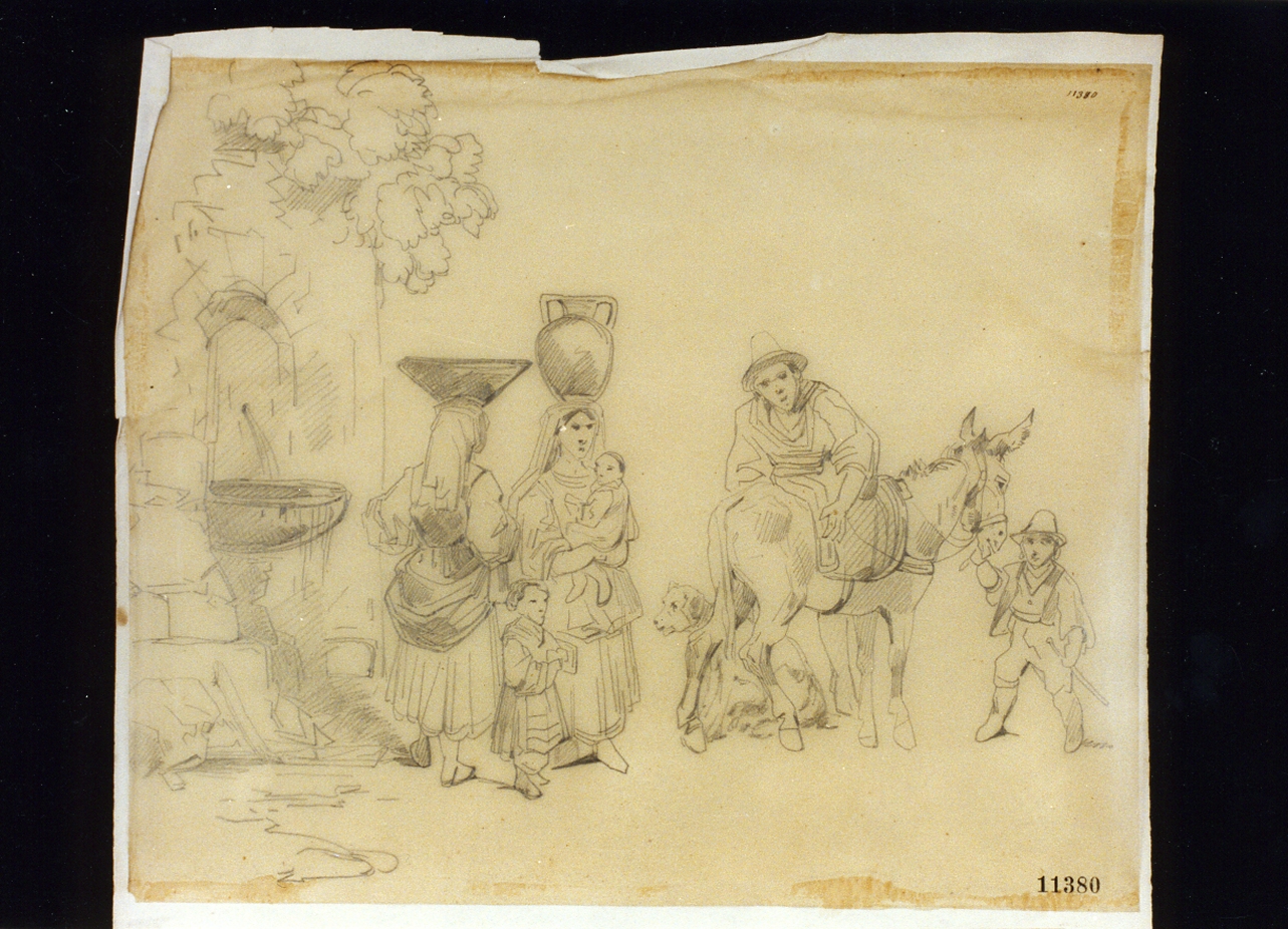 scena campestre (disegno) di Palizzi Filippo (sec. XIX)
