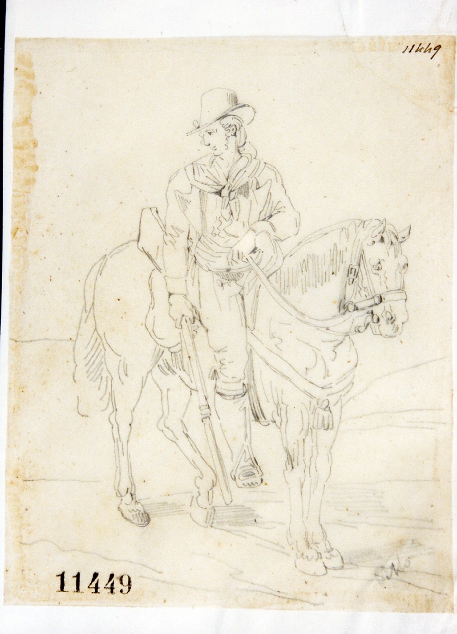 figura maschile (disegno) di Pitloo Anton Sminck (prima metà sec. XIX)