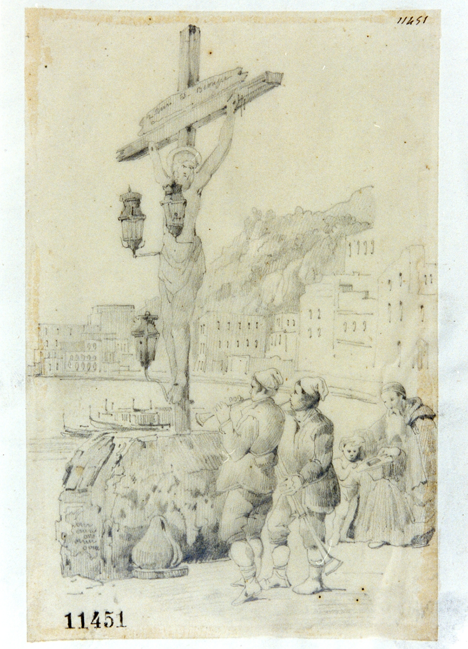 paesaggio con figure (disegno) di Palizzi Filippo (seconda metà sec. XIX)
