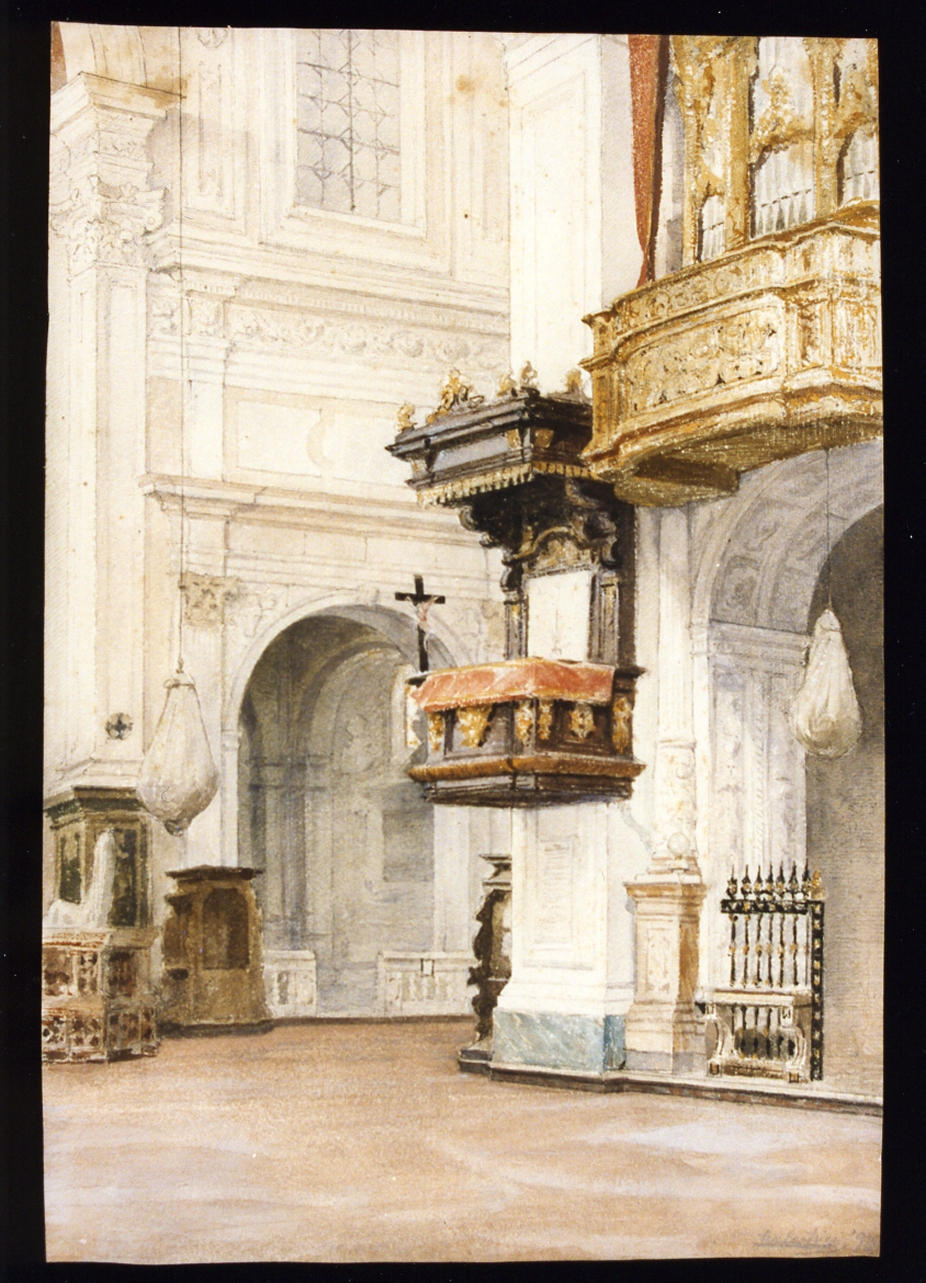 interno di chiesa (disegno) di Balestrieri Lionello (sec. XIX)