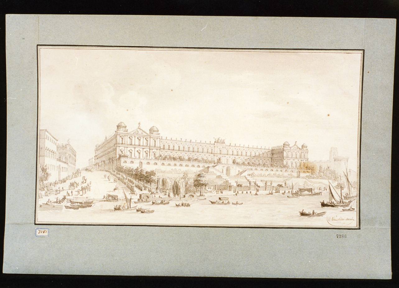 veduta di città (disegno) di Niccolini Antonio (sec. XIX)
