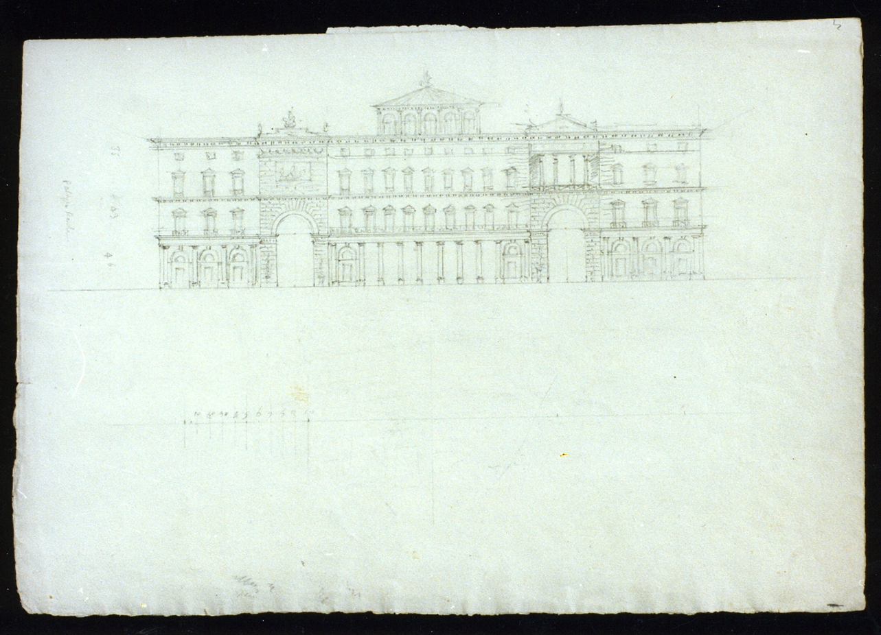 progetto per la facciata di palazzo reale di Napoli (disegno) di Niccolini Antonio (sec. XIX)
