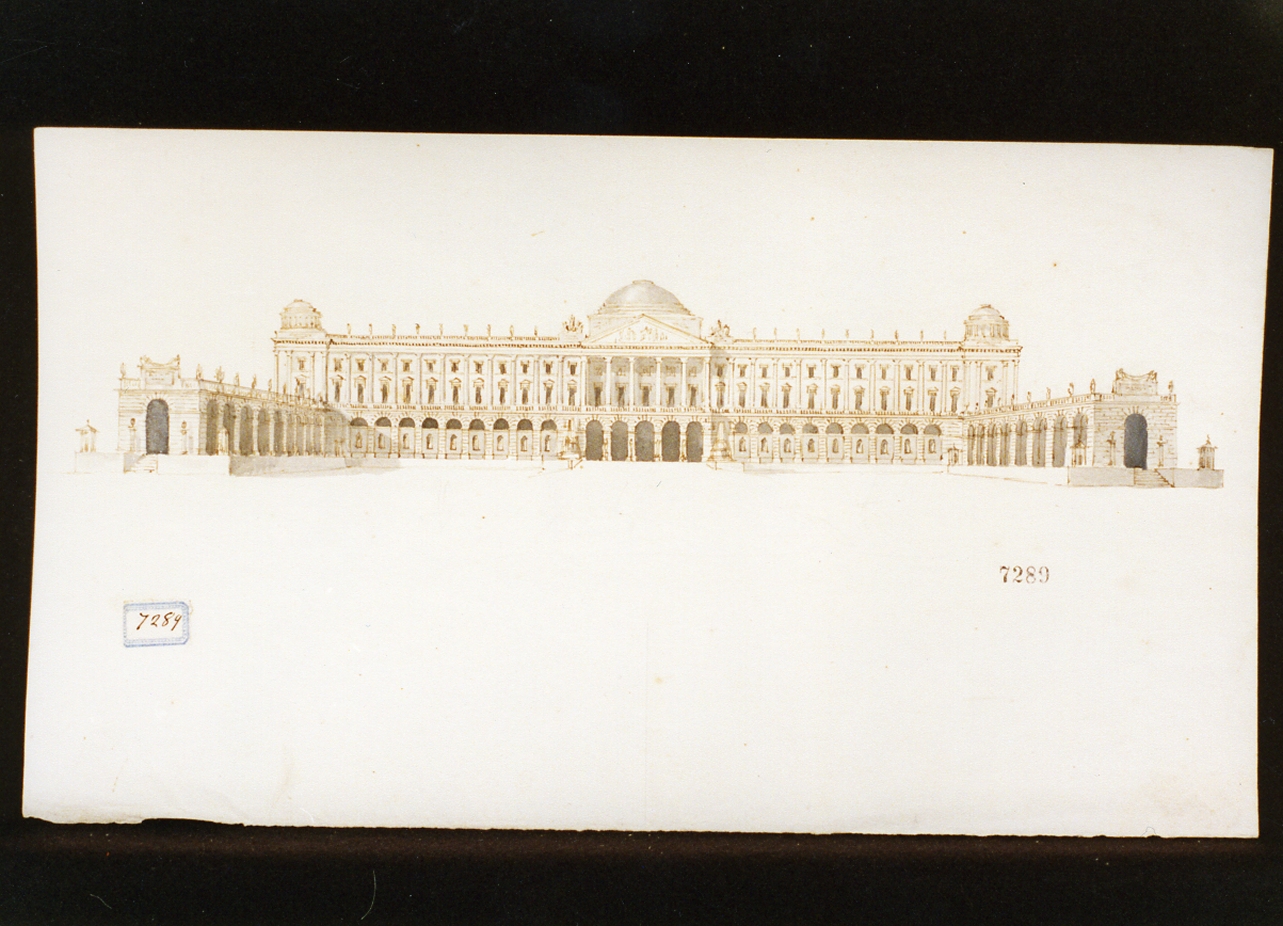 prospetto del palazzo reale di Napoli (disegno) di Niccolini Antonio (sec. XIX)